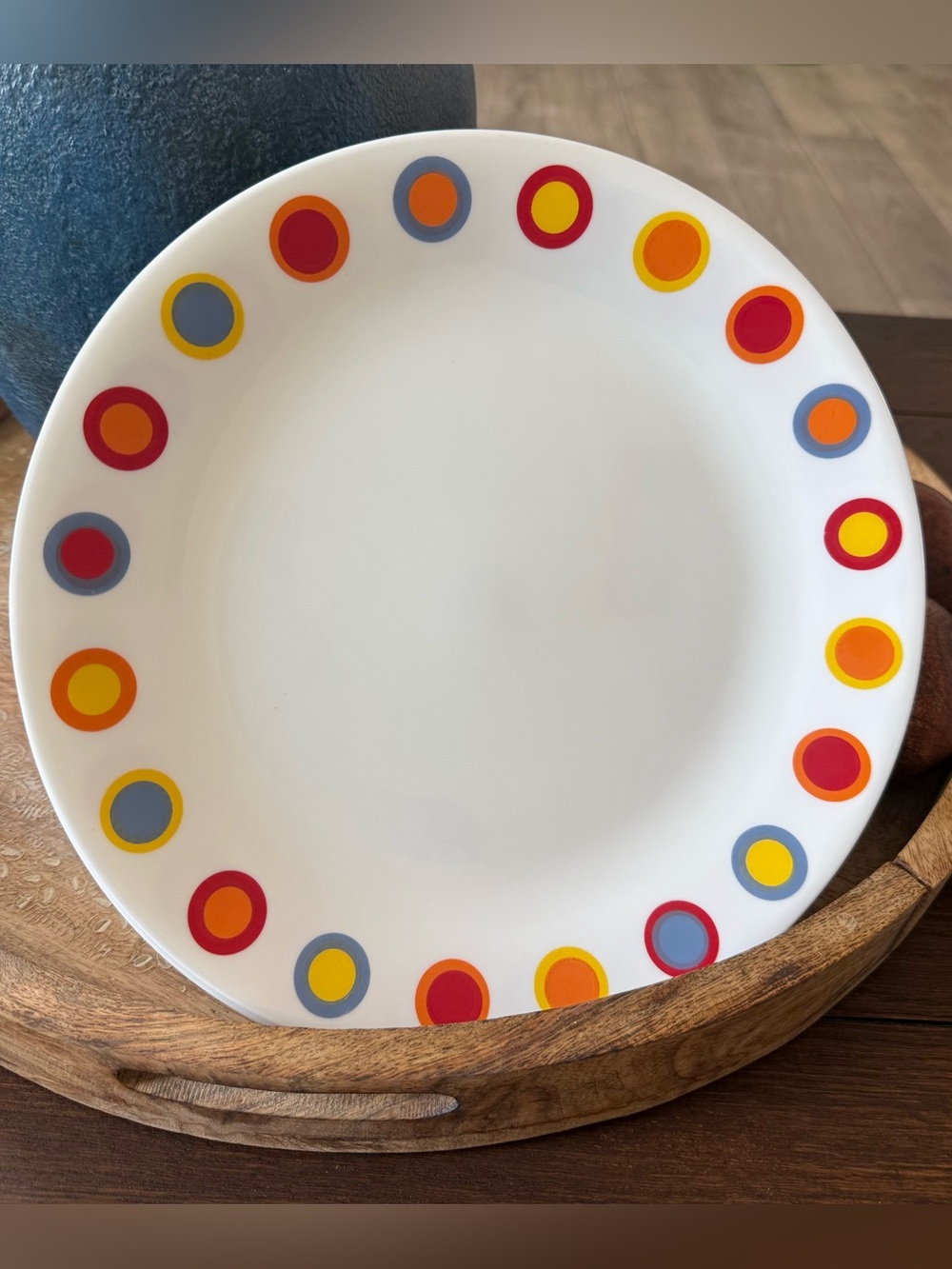 Set Of 3 Corelle Corning Hot Dots Dinner Plates 10.25" Colorful Circles Fun Chip